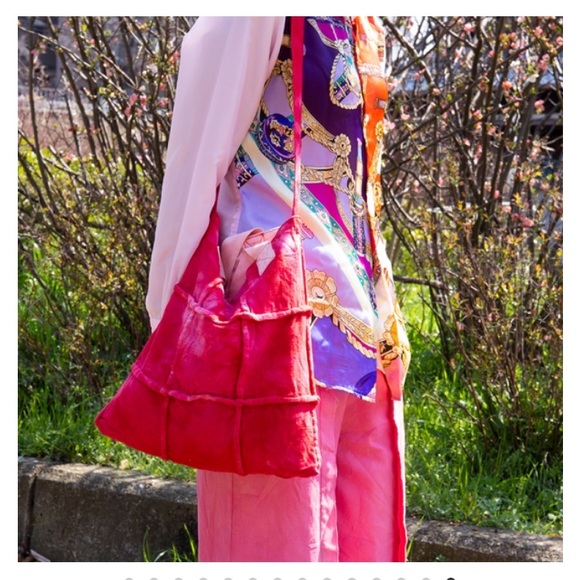 ✨RaRE COMME des GARÇONS tricot Dyed Wool 2 Ways Shoulder Tote Bag PINK - Picture 2 of 16